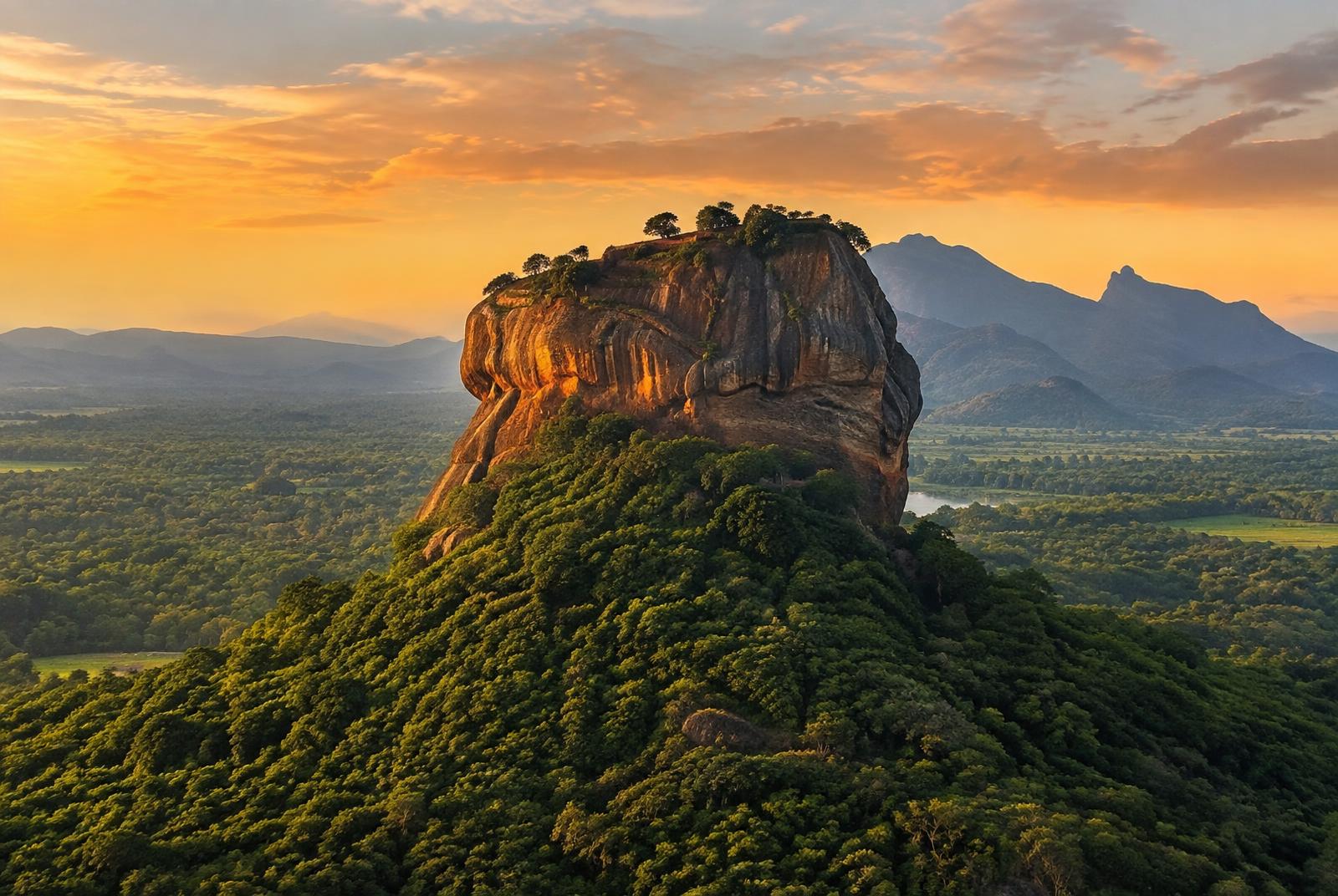 Sigiriya Rock Fortress rising above the jungle